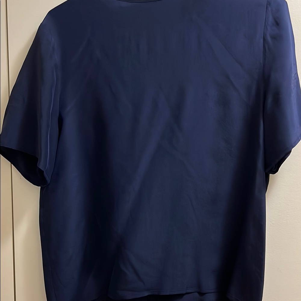 Jennifer Moore 100% Silk Classic Navy Blouse